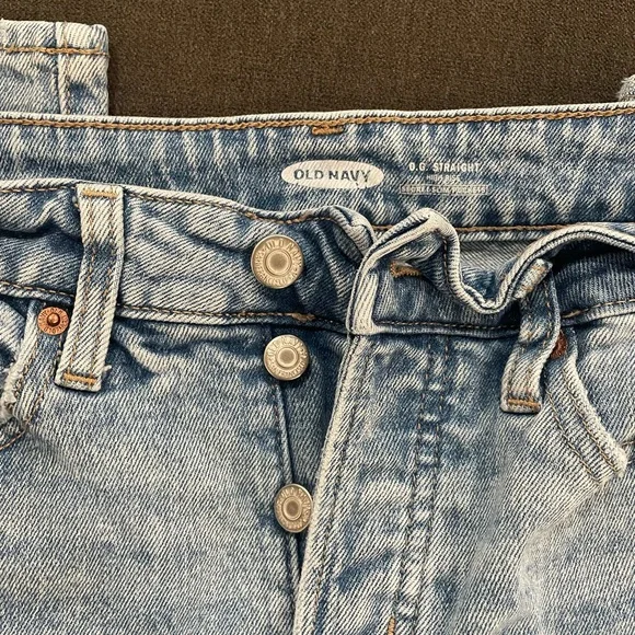 Old Navy button up distressed size 0 high rise straight leg - Picture 4 of 9